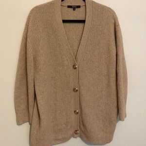 Quince 100% Cashmere Oversized Camel Cardigan Sweater Sz S Small (flaw)